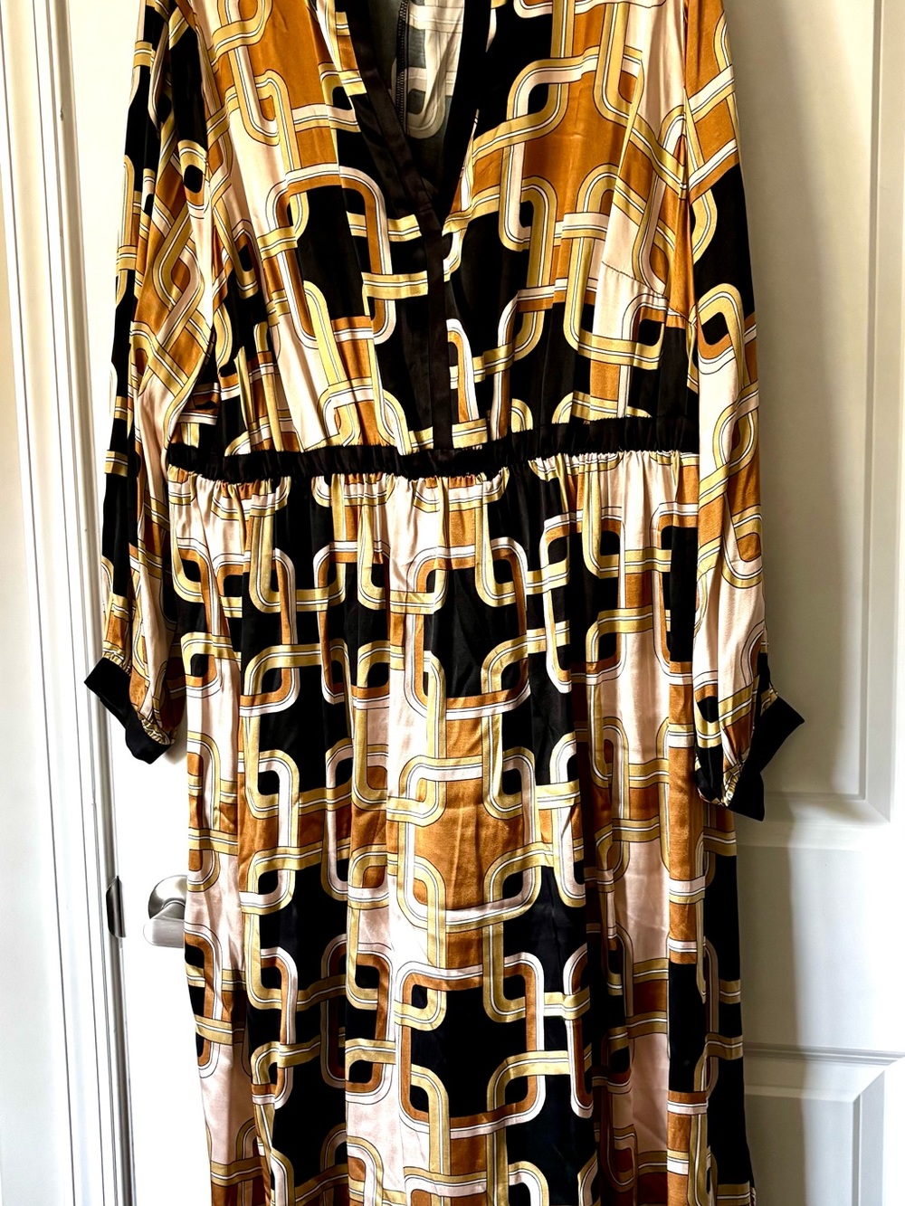Richard Allen X H&M Black and Gold Geometric Long Dress